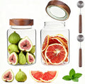 60 oz Glass Coffee Jars with Wooden Airtight Lid Spoon Clear Herb Ground by Patoper