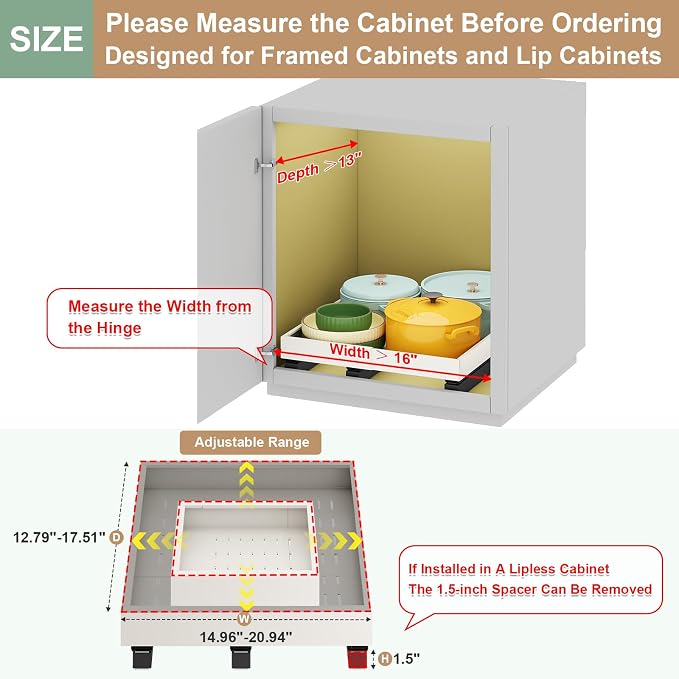 Pull out Cabinet Organizer, Expandable Width, Depth - Image 2