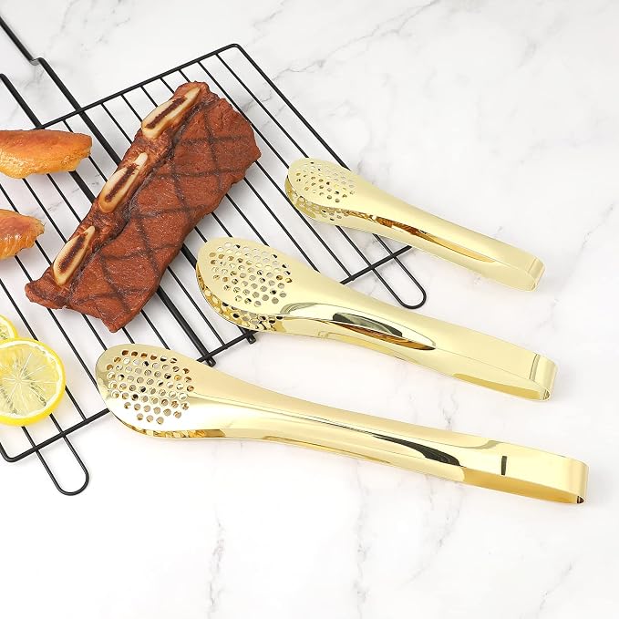 MSY BIGSUNNY Chef Kitchen Tongs Stainless Steel Food Serving Tongs Set of 3 - Image 6