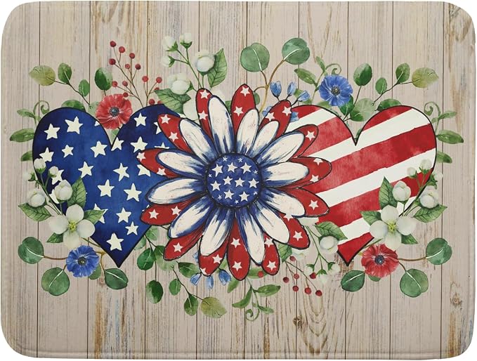 Independence Day Dish Drying Mat 18x24 inch Patriotic Love Heart Fast Dry by Giwawa