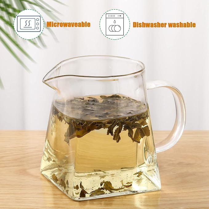Leinuosen 2 Pcs Glass Pitcher Elegant Shaped Glass Tea Pitcher Coffee Milk - Image 3