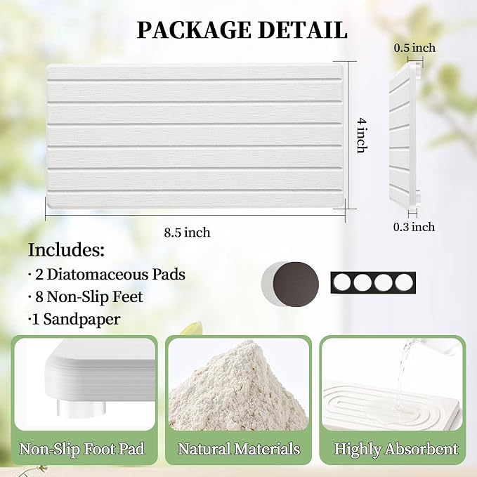 2 PCS Water Absorbing Diatomite Coasters, Stone Drying Mat - Image 2