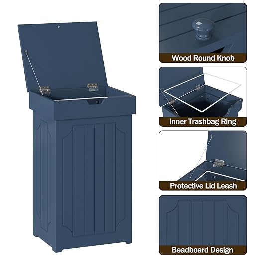 Function Home Trash Can Cabinet, 13 Gallon Kitchen Garbage Can, Wood Recycling - Image 8