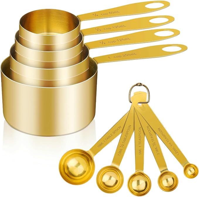 GuDoQi 9pcs 304 Stainless Steel Measuring Cups & Spoons, Stackable Long Handle by GuDoQi