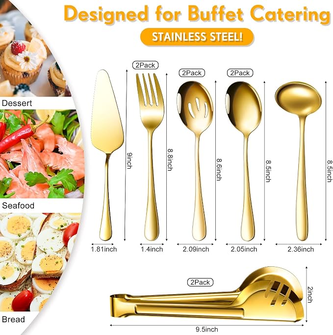 Patelai Serving Utensils Set Include Stainless Steel Large Spoons Slotted - Image 2