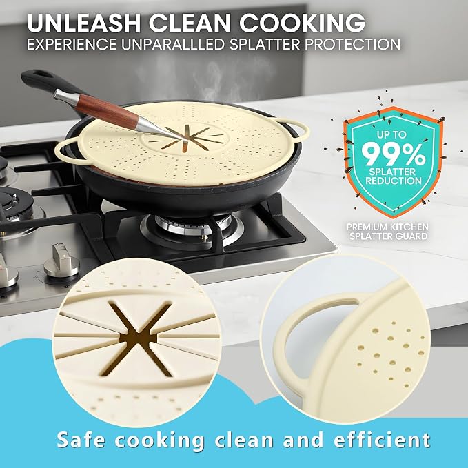 Silicone Splatter Screen for Frying Pans, Oil Splash Guard Cover - Image 6