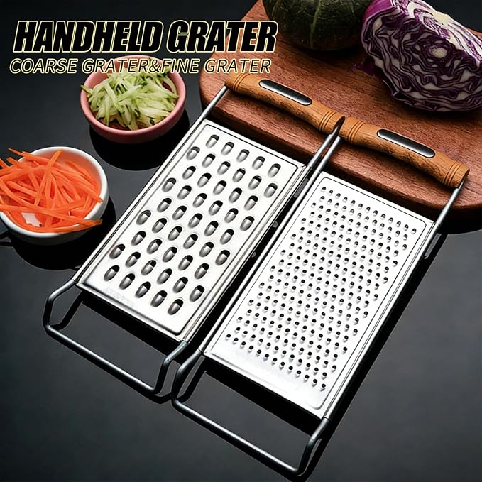 2 Pack Cheese Grater Handheld, Stainless Steel Zester Set of 2, Kitchen Flat - Image 2