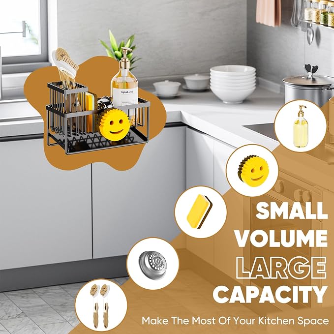 Sponge Holder for Kitchen Sink, Smiley Face Sink Caddy - Image 7