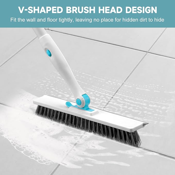 nacena Shower Scrubber with Long Handle, 4 in 1 Tile Tub Scrubber Brush with 3 - Image 4
