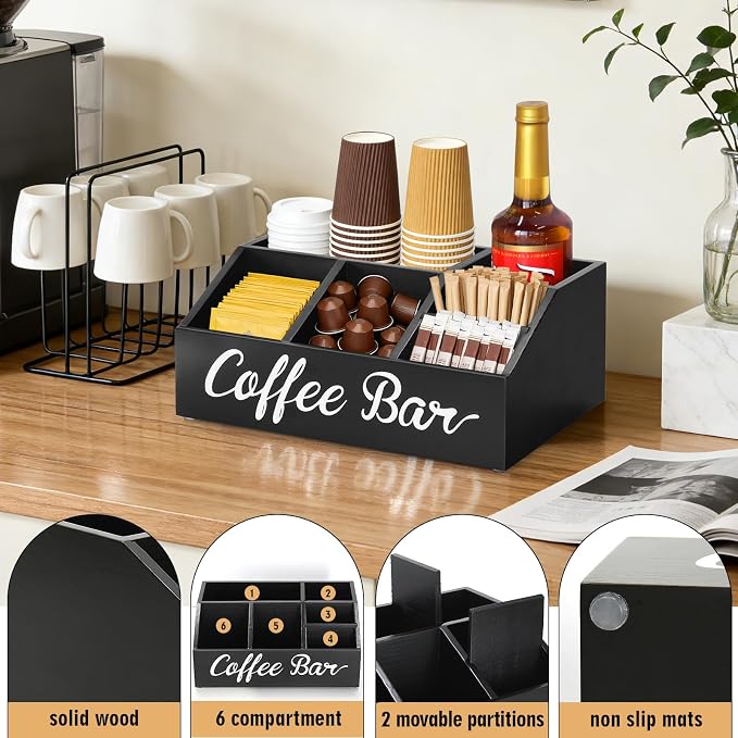 Coffee Station Organizer for Countertop, Wood Coffee Bar Organizer for - Image 5