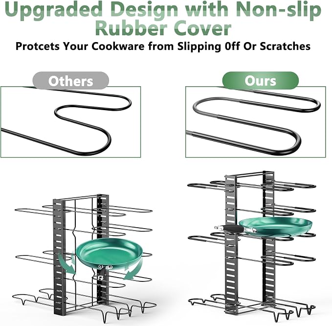 ORDORA Pots and Pans Organizer under Cabinet, 8 Tier Pot Organizers Rack - Image 2