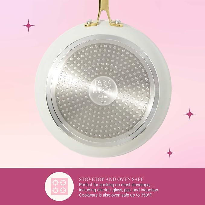 Paris Hilton Iconic Nonstick Pots and Pans Set, Matching Lids - Image 6