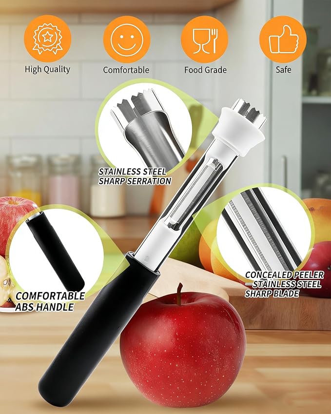 2 in 1 Apple Corer and Peeler Tool, Fruit Vegetable Corer and Peeler Tool - Image 2