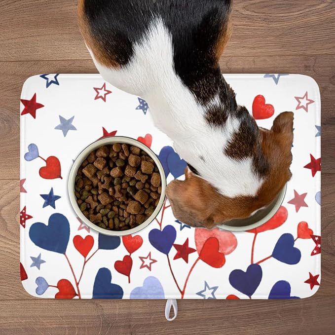 4th of July Dish Drying Mat for Kitchen Counter Patriotic Red Blue Star Love - Image 9