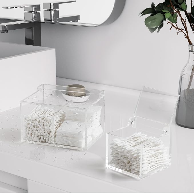 Clear Acrylic Cotton Swab Ball Holder Qtip Organizer - Image 3