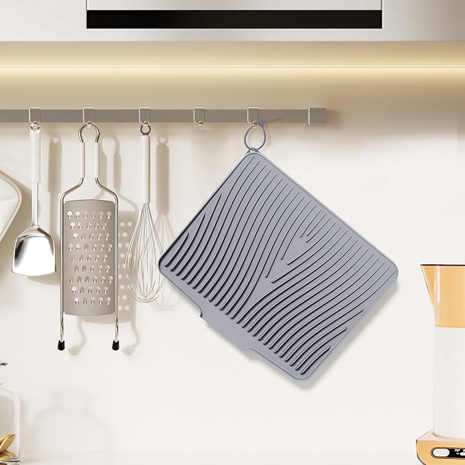 Silicone Dish Drying Mat for Kitchen Counter, Dish Drying Pad, Non-Slip Drain - Image 3