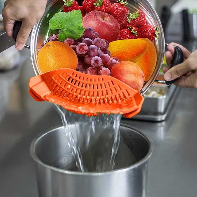 Clip On Strainer Silicone for all Pots and Pans, AUOON Pasta Strainer Clip on - Image 4