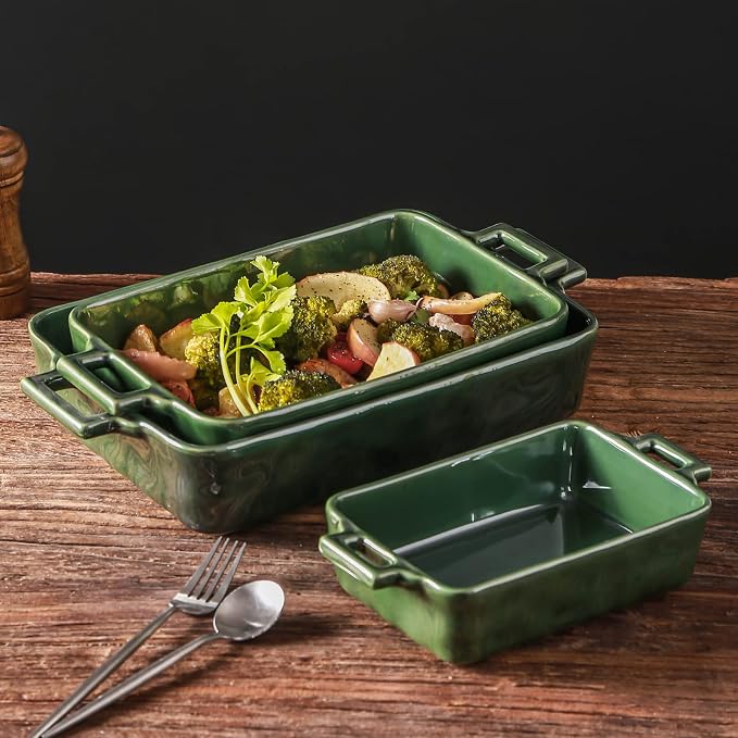 VICRAYS Ceramic Bakeware Set, Porcelain Rectangular Baking Dish, Baking Pan - Image 6