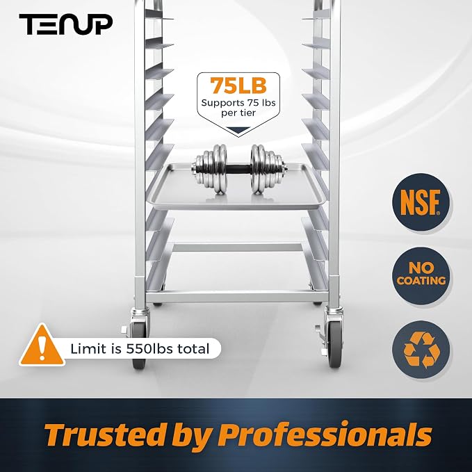 TenUp 10-Tier NSF Aluminum Sheet Pan Rack, Commercial Bakery Cooling & Storage - Image 4