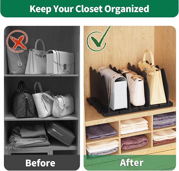 SPACEKEEPER Shelf Divider for Closet, Adjustable Purse Organizers Handbag - Image 5