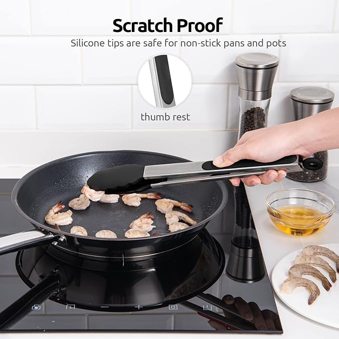 600ºF Heat Resistant Kitchen Tongs: U-Taste 12 inch Large Silicone Cooking Tong - Image 9