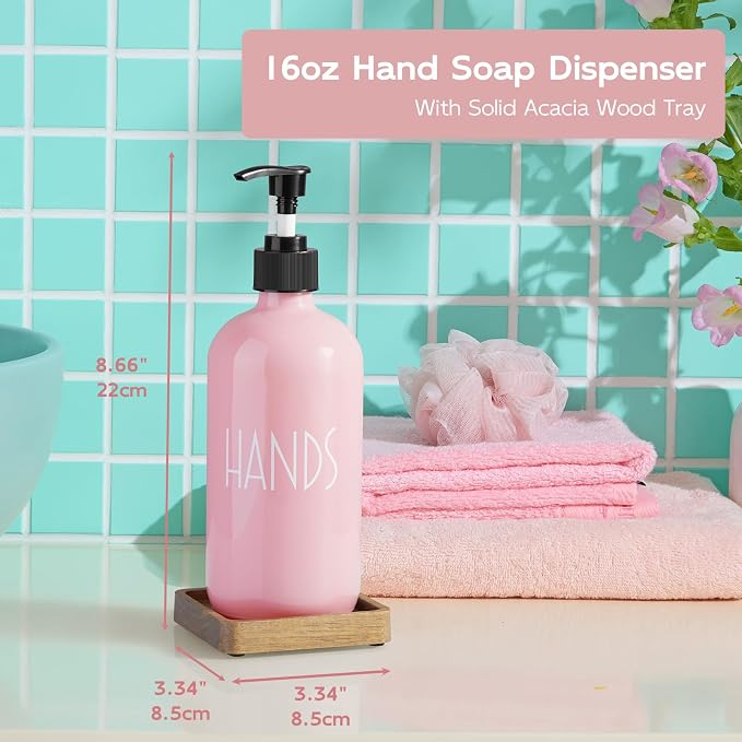 Pink Glass Hand Soap Dispenser - Image 6