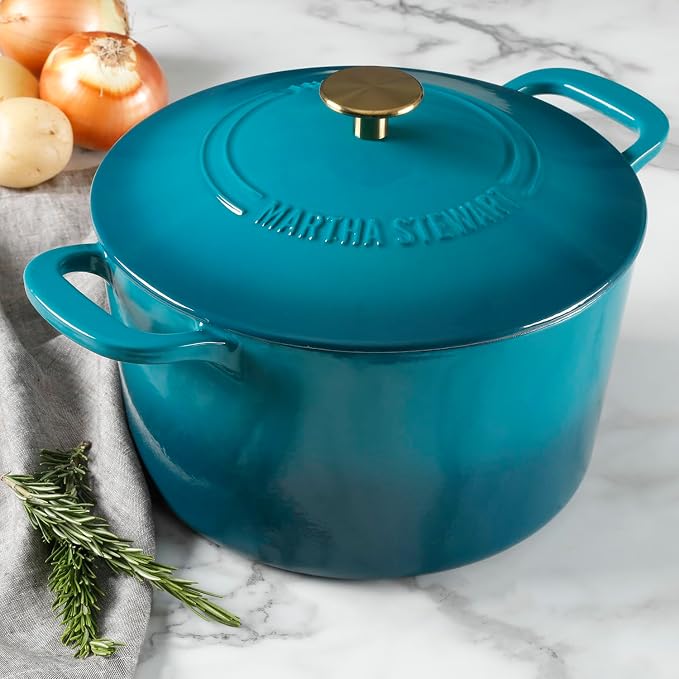 Martha Stewart Gatwick 7-Quart Enamel Cast Iron Dutch Oven – Emerald Ombre - Image 2