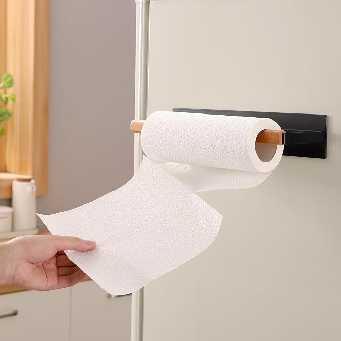 KES Magnetic Paper Towel Holder, Wood & Metal Paper Towel Roll Holder - Image 9