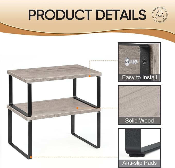 NEX Kitchen Cabinet and Counter Shelf Organizer, Shelf Riser - Image 6