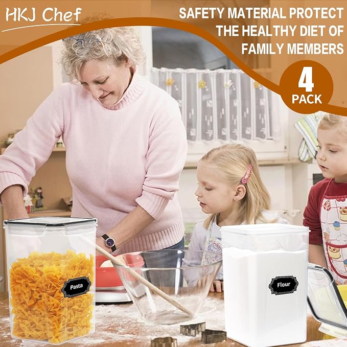 HKJ Chef 4 Pack Extra Large Airtight Food Storage Containers - Image 7