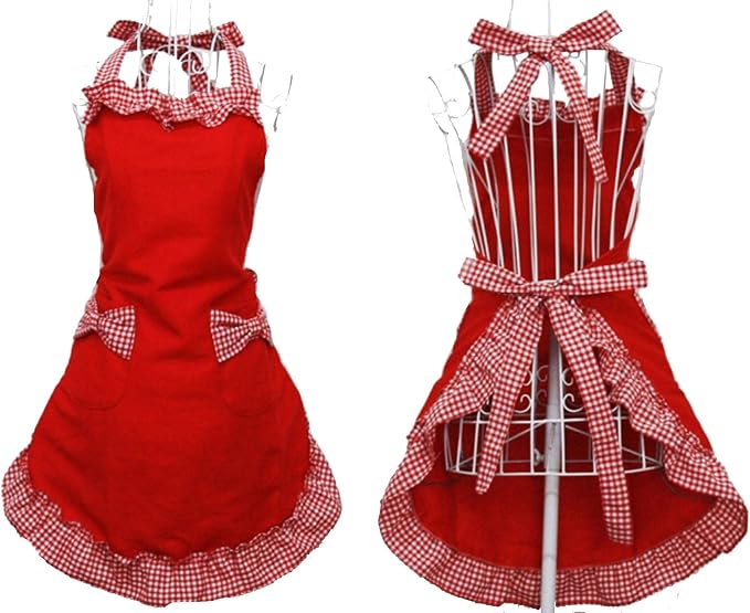 Hyzrz Cute Fashion Cotton Red Aprons by Hyzrz
