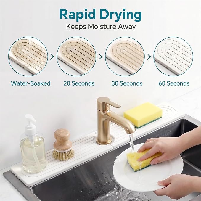 Stone Faucet Mat for Kitchen Sink-Diatomite Drying Stone Mat& Sink Protector - Image 3
