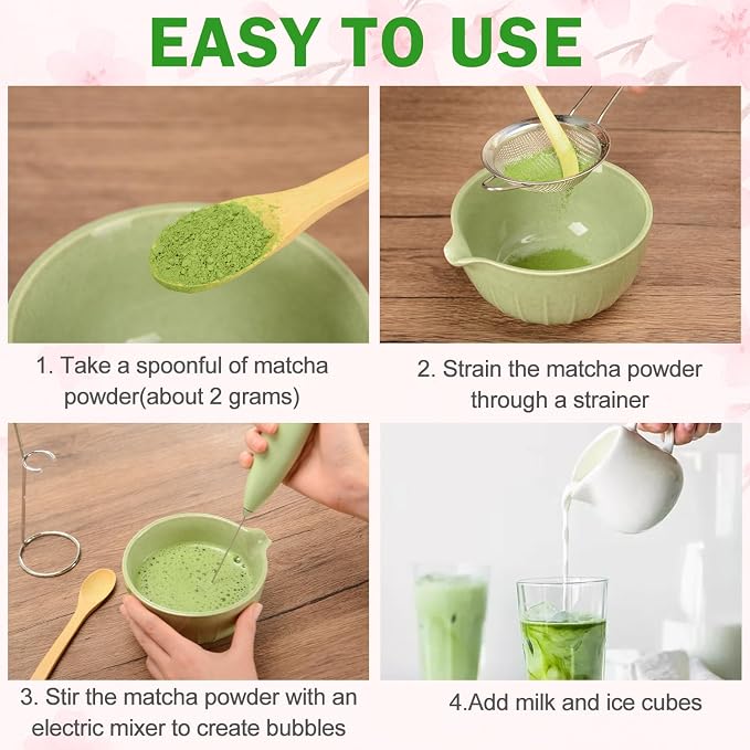 Electric Matcha Whisk Set 4 PCS Matcha Making Kit Powder Mixer Electric Milk - Image 6