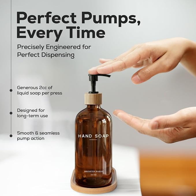 Amber Glass Hand and Dish Soap Dispenser Set by Brighter Barns - Image 4
