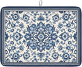 Blue Floral Dish Drying Mat for Kitchen Counter Vintage Flower Pattern by Unknown