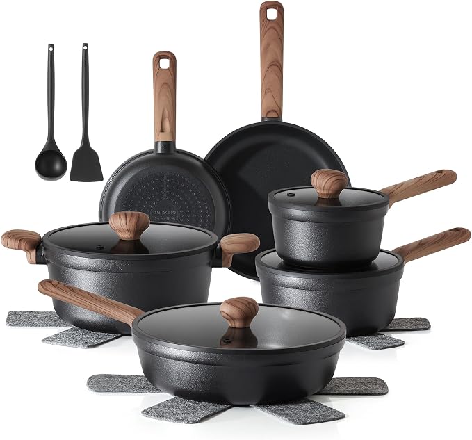 SENSARTE Nonstick Pots and Pans Set 17pcs, Healthy Induction Cookware Set by SENSARTE