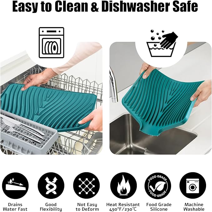 TIKNIK Silicone Dish Drying Mat, Stone Drying Mat - Image 3