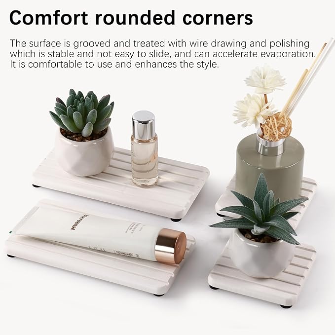 Set of 4 Bathroom Vanity Tray, Quick-Dry Diatomite Kitchen Tray - Image 2