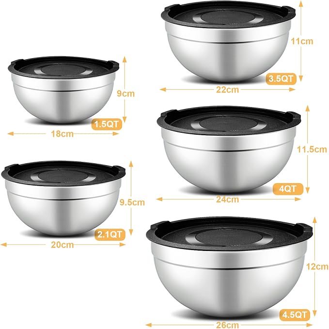 hunnycook 5 Piece Mixing Bowl Set - Image 2