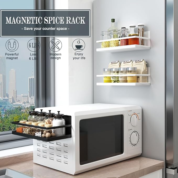 Magnetic Spice Rack Single Tier Refrigerator spice organizer Shelf - Image 5