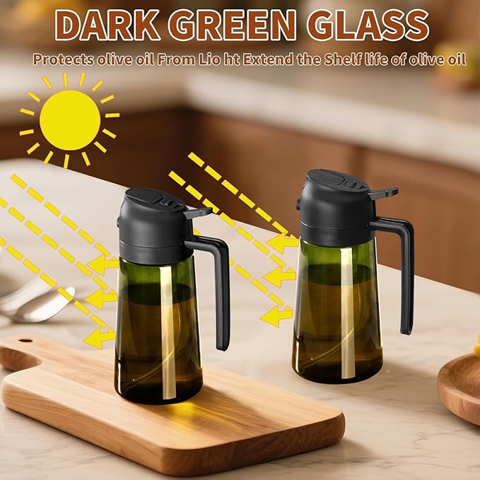 SWEET VIEW 2PCS Olive Oil Dispenser and Oil Sprayer – 16oz/470ml Glass - Image 8