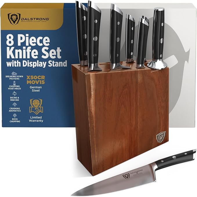 Dalstrong 8-Piece Knife Block Set — German High-Carbon Steel, Hand-Polished by Dalstrong
