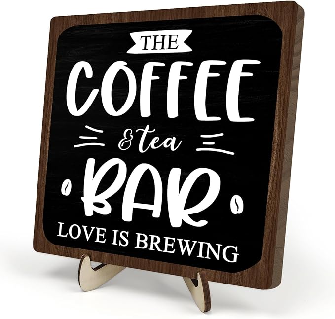 Coffee Bar Decor Sign, Rustic Wooden Plaque by DMADNF