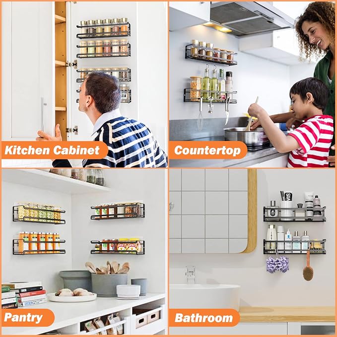 Bunoxea Spice Rack wall mounted 2 Pack, Space-Saving Spice Organizer - Image 6