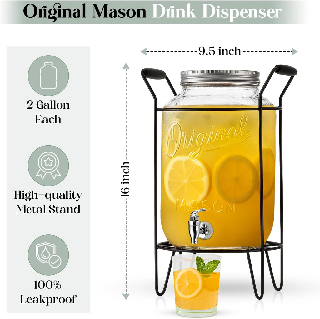 2 PACK-2 GALLON Drink Dispensers for Parties, Drink Dispensers for