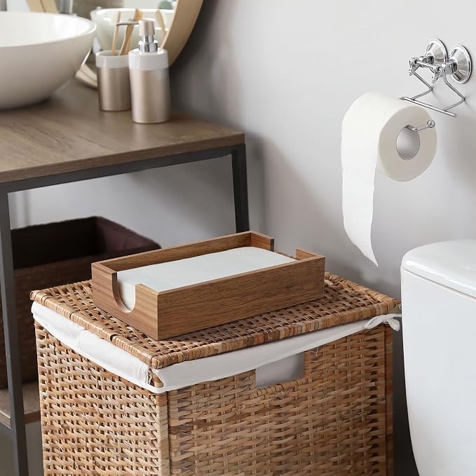 Napkin Holder for Bathroom, Acacia Wooden Guest Towel Holder Tray for Bathroom - Image 6