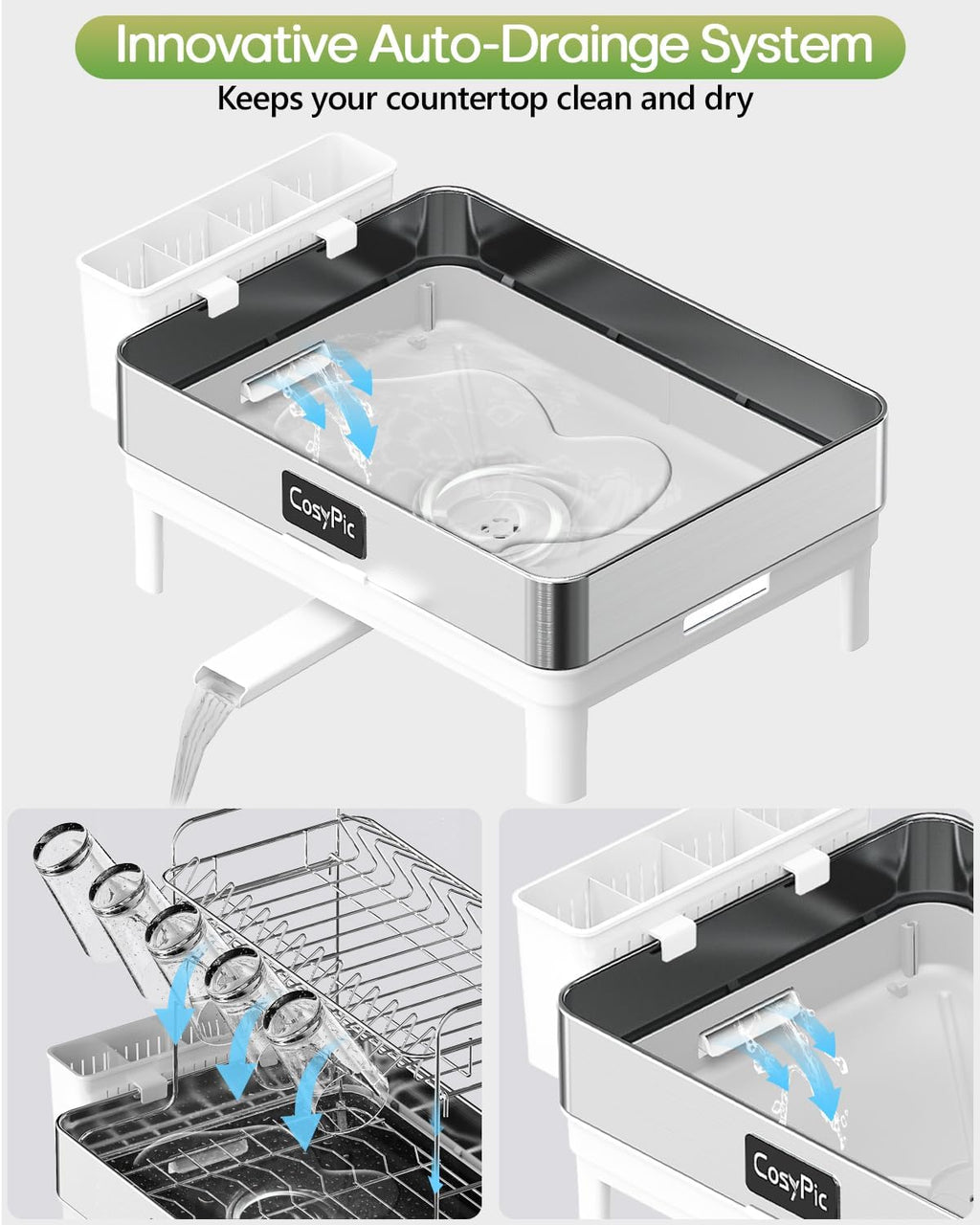 2 Tier Dish Drying Rack, Thicker Premium 304 Stainless Steel Dish