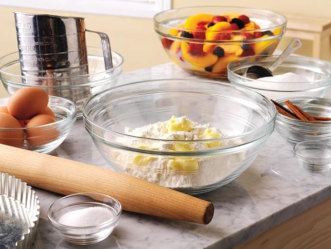 Duralex Le Gigogne Glass Mixing Bowl Set – 10-Piece Clear Stackable Prep Bowls - Image 3