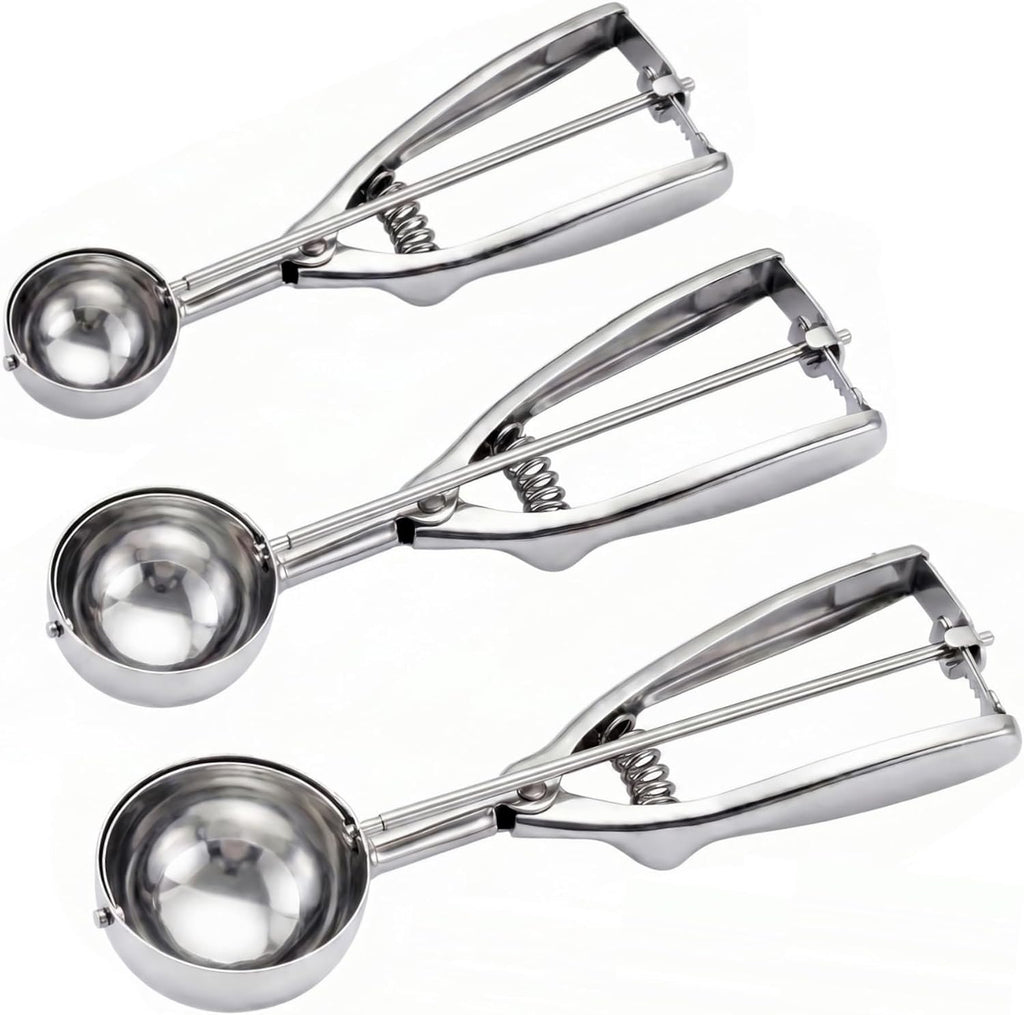 Ice Cream Scoop, 3Pcs Cookie Scoop Set, 18/8 Stainless Steel Cookie