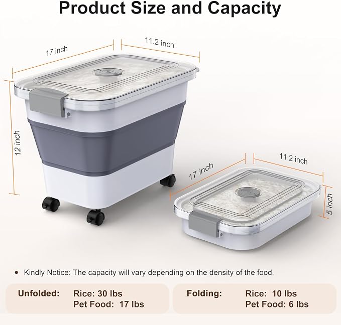 Rice Storage Container, Collapsible Airtight Food Storage Containers 20-30lbs - Image 4